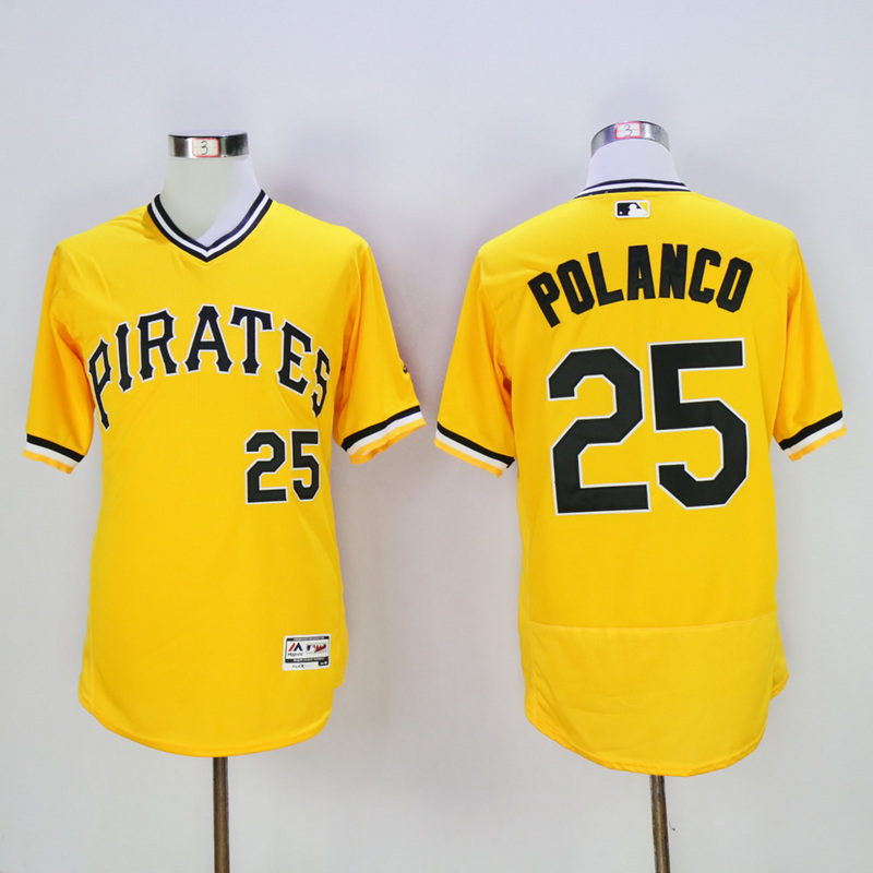 Men Pittsburgh Pirates #25 Polanco Yellow Elite MLB Jerseys->pittsburgh pirates->MLB Jersey